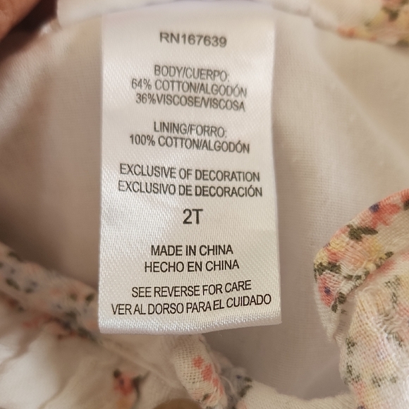 Little Lass White Floral Dress with Pink Bike Shorts 2T - Picture 5 of 17